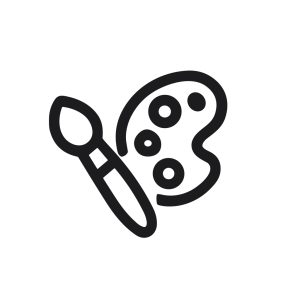 Simple Line Style Palette and Paintbrush Icon Creative Art Tool