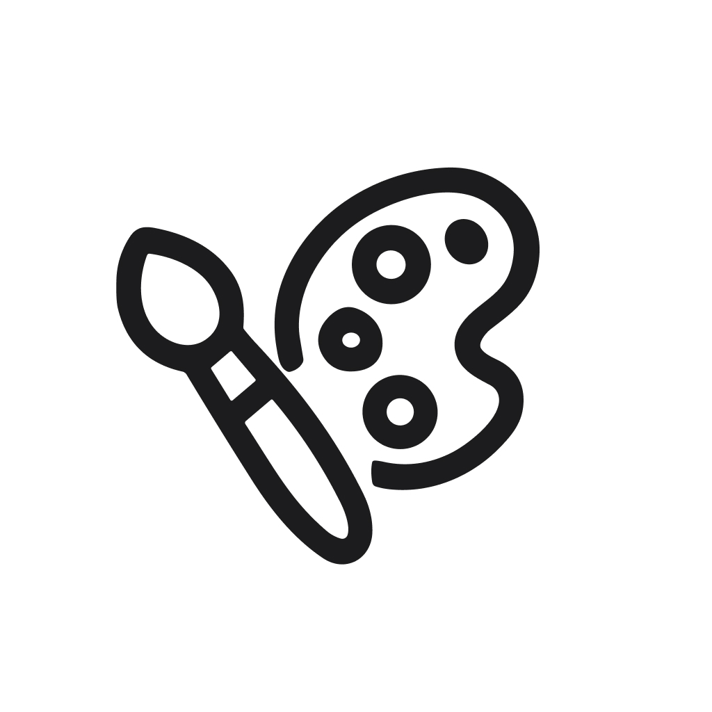 Simple Line Style Palette and Paintbrush Icon Creative Art Tool