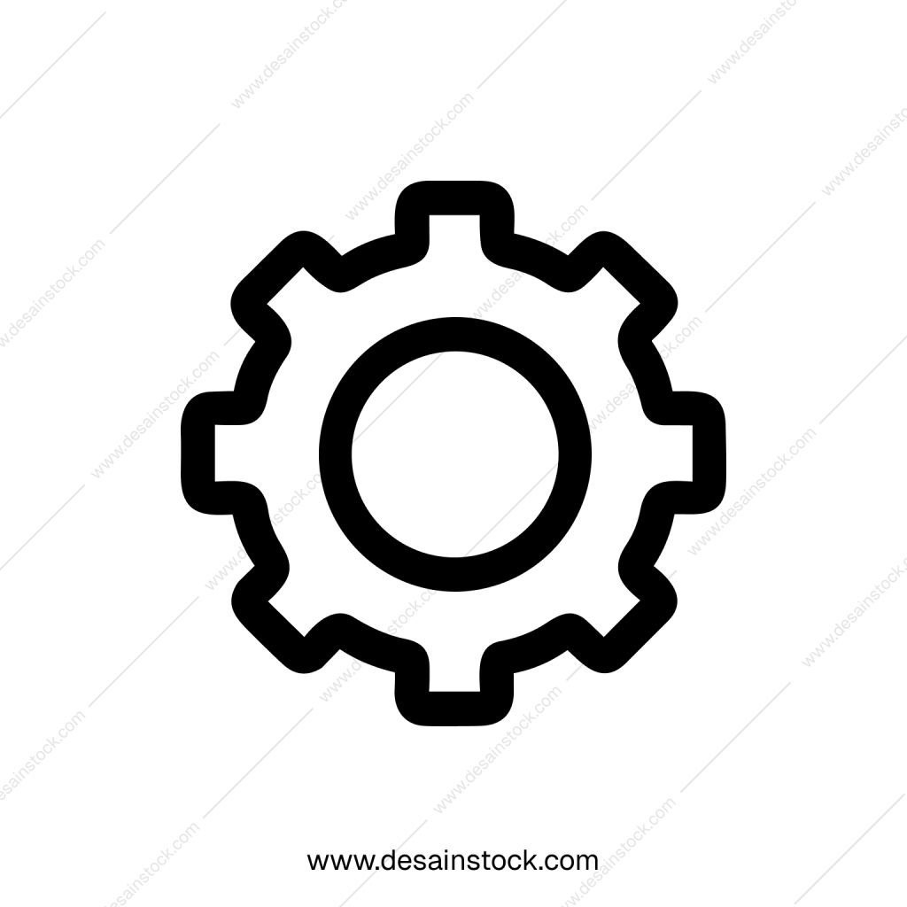 Outline Simple Gear Wheel Mechanism Black and White Stroke Style Icon