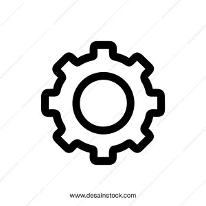 Outline Simple Gear Wheel Mechanism Black and White Stroke Style Icon