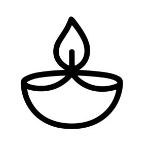 Simple Line Diwali Lamp Celebration Symbol Design Element Icon