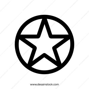 Simple Outline Star Inside a Circle Shape Decorative Design Element
