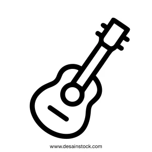 Simple Outline Ukulele Musical Instrument String Acoustic Hawaiian Guitar Icon