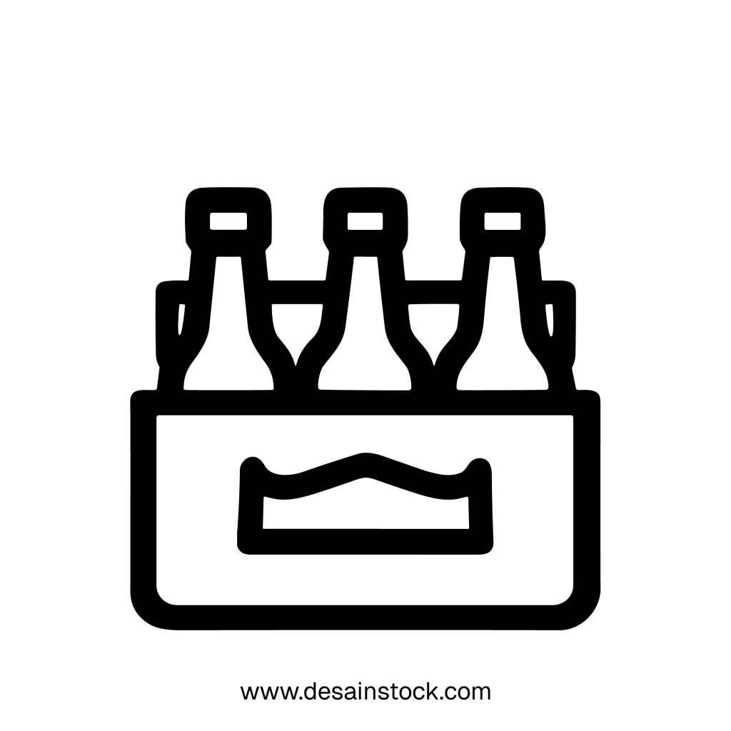 Black Outline Simple Beer Bottles Pack Minimalist Style Icon