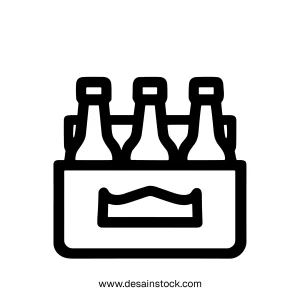 Black Outline Simple Beer Bottles Pack Minimalist Style Icon