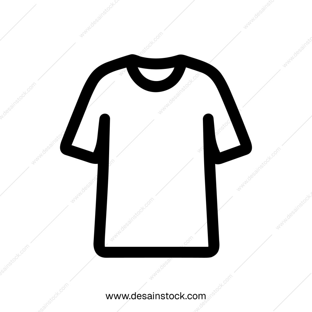 Minimalist Outline Style Tshirt Garment Item Black and White Icon