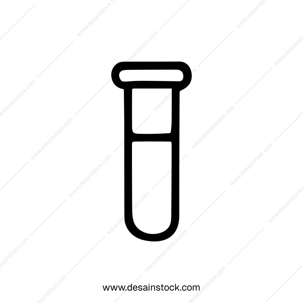 Simple Outline Test Tube Medical Analysis Minimalist Science Icon