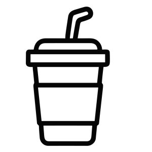 Simple Line Art Paper Cup Drink with Straw Icon Illustration