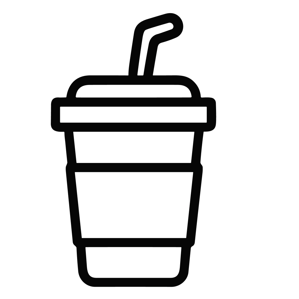 Simple Line Art Paper Cup Drink with Straw Icon Illustration