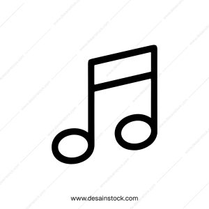 Simple Line Style Music Note Symbol Black Outline Icon Design