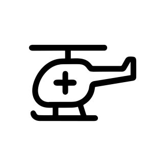 Outline Simple Helicopter with Cross Icon for Medical Emergency Service