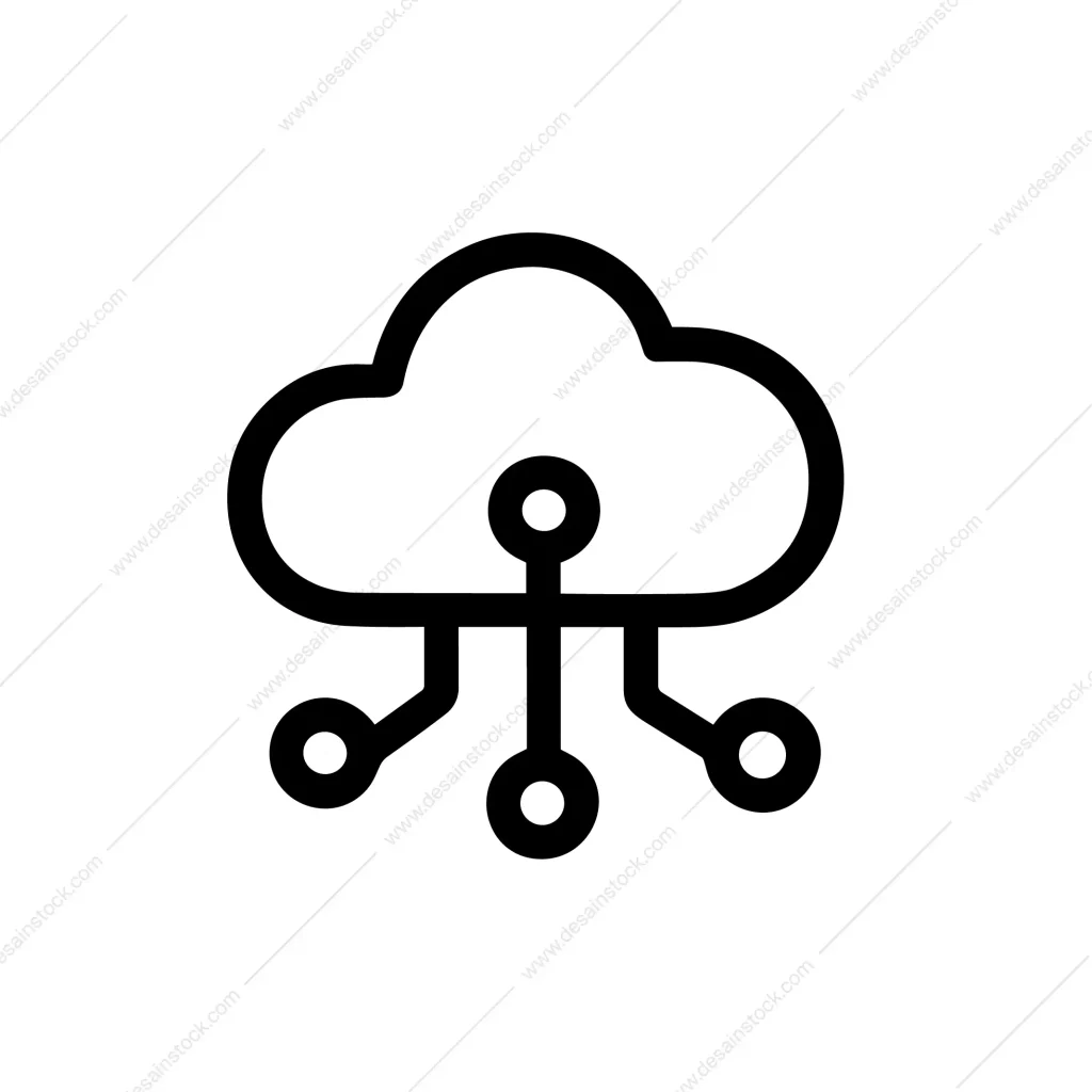 Simple Line Cloud Computing Network Connection System Icon Symbol