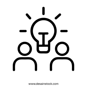 Outline Simple Team Brainstorming Lightbulb Idea Meeting Business Icon