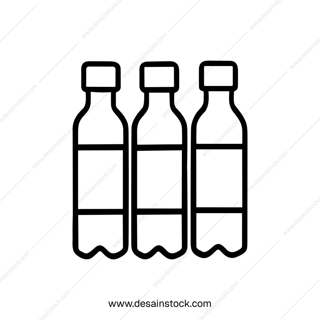 Simple Outline Three Water Bottles Drink Container Plastic Icon
