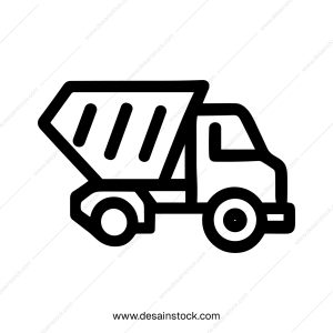 Minimalist Outline Style Dump Truck Construction Vehicle Heavy Equipment Icon