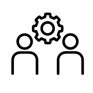Simple Outline Gear Collaboration Teamwork Management Concept Process Icon Symbol