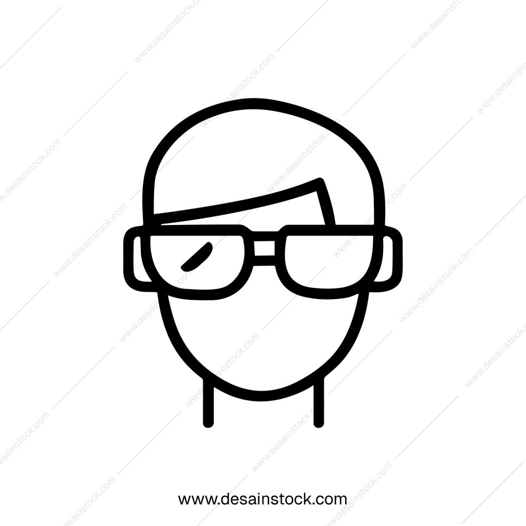 Minimalist Outline Nerd Man with Glasses, Creative Line Icon, Design Element