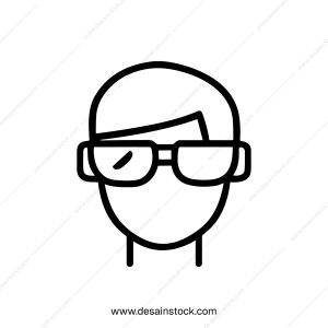 Minimalist Outline Nerd Man with Glasses, Creative Line Icon, Design Element