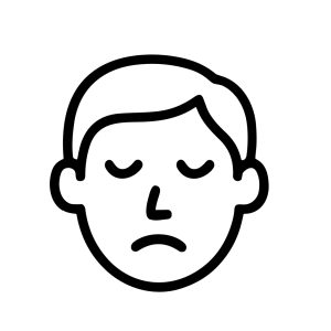Simple Lineart Depressed Person Face with Downcast Eyes Emotion Icon