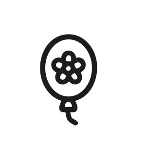 Minimalist Lineart Balloon with Flower Detail Celebration Party Icon