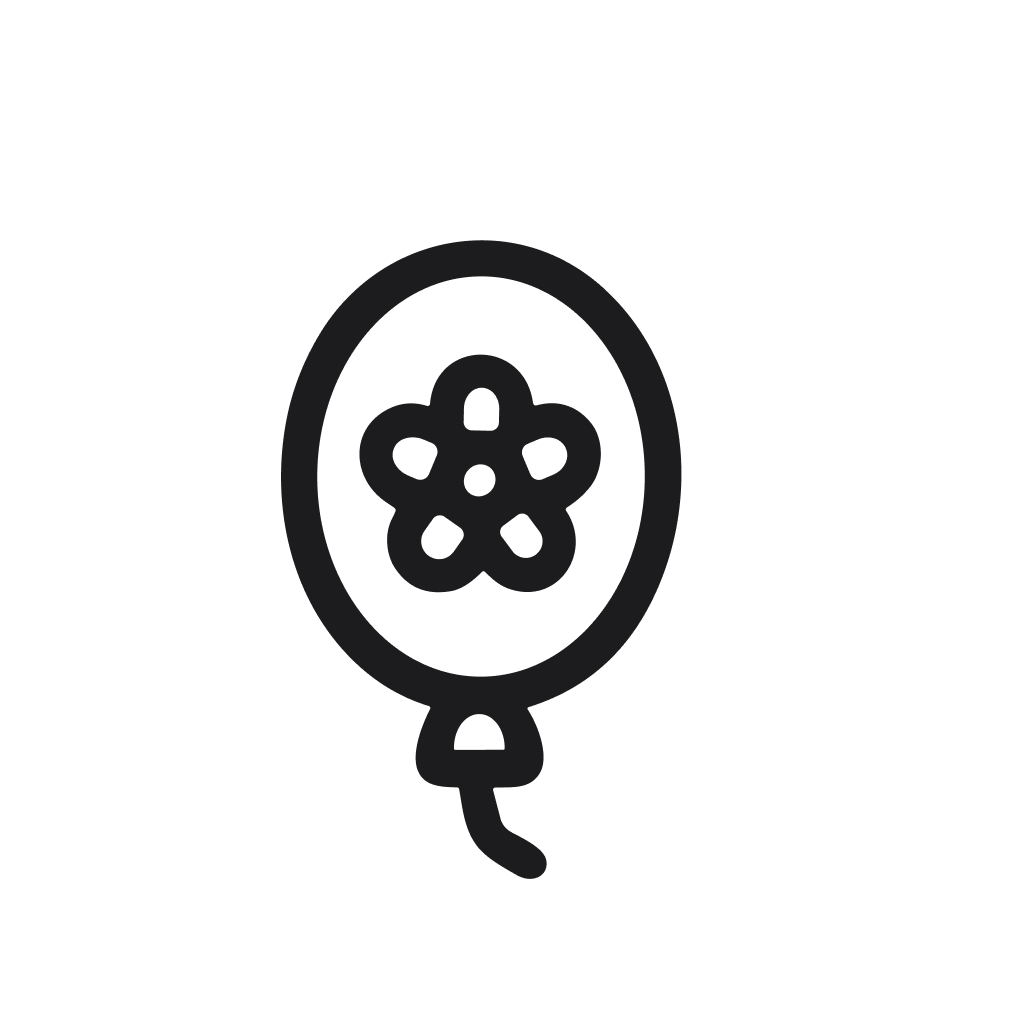 Minimalist Lineart Balloon with Flower Detail Celebration Party Icon