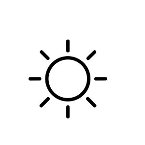 Simple Outline Sun Symbol with Rays of Light Shape Icon Design