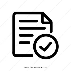 Simple Line Document Checkmark Icon Isolated on White Background