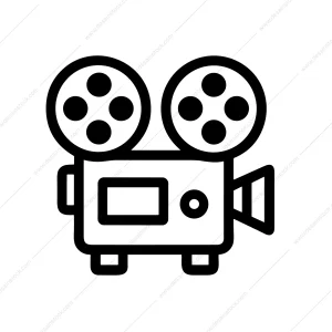 Simple Outline Movie Camera Film Equipment Line Icon Design
