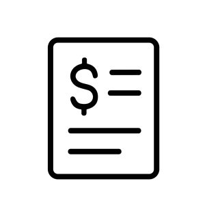 Simple Outline Dollar Sign on Document Page Icon Illustration