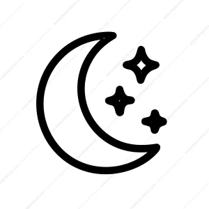 Simple Outline Moon Star Sky Night Celestial Element Icon Illustration