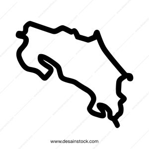 Simple Line Style Costa Rica Map Outline Geography Shape Icon