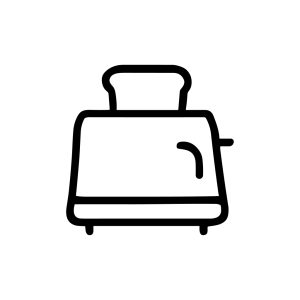 Simple Outline Toaster Bread Slice Appliance Line Art Black and White Kitchen Icon