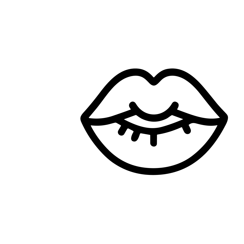 Minimalist Outline Lips with Closed Eye Line Art Graphic Element