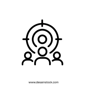 Lineart Simple Target Group Icon With Aim Symbol Marketing Element