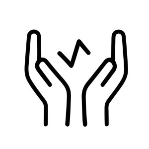 Lineart Hand Drawn Energy Bolt Between Open Hands Illustration Icon