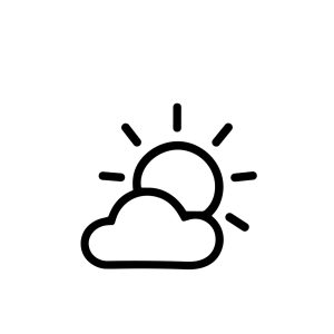 Simple Outline Weather Forecast Sun Behind Cloud Icon Element