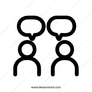 Minimalist Outline Two People Talking with Speech Bubbles Discussion Icon