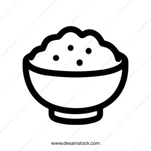 Simple Line Drawing Delicious Rice Bowl Asian Staple Food Icon