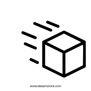 Minimalist Line Art Fast Delivery Box Icon Logistics Symbol