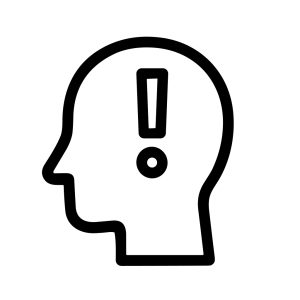 Simple Outline Alert Head with Exclamation Mark Awareness Symbol Icon