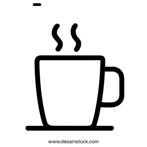 Simple Line Art Coffee Cup Steaming Hot Drink Beverage Icon