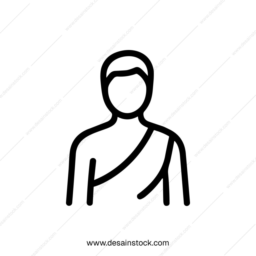 Simple Outline Style Roman Man Character Symbol Line Art Illustration