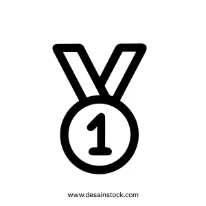 Simple Outline First Place Medal Award Achievement Champion Icon