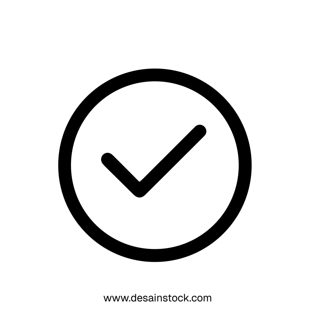 Outline Handdrawn Circle Checkmark Sign Shape Symbol Icon Graphic Element