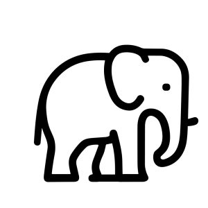 Minimalist Outline Handdrawn Elephant Side View Black Line Icon Element