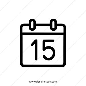 Simple Line Drawing Calendar with Date Fifteen Icon Illustration