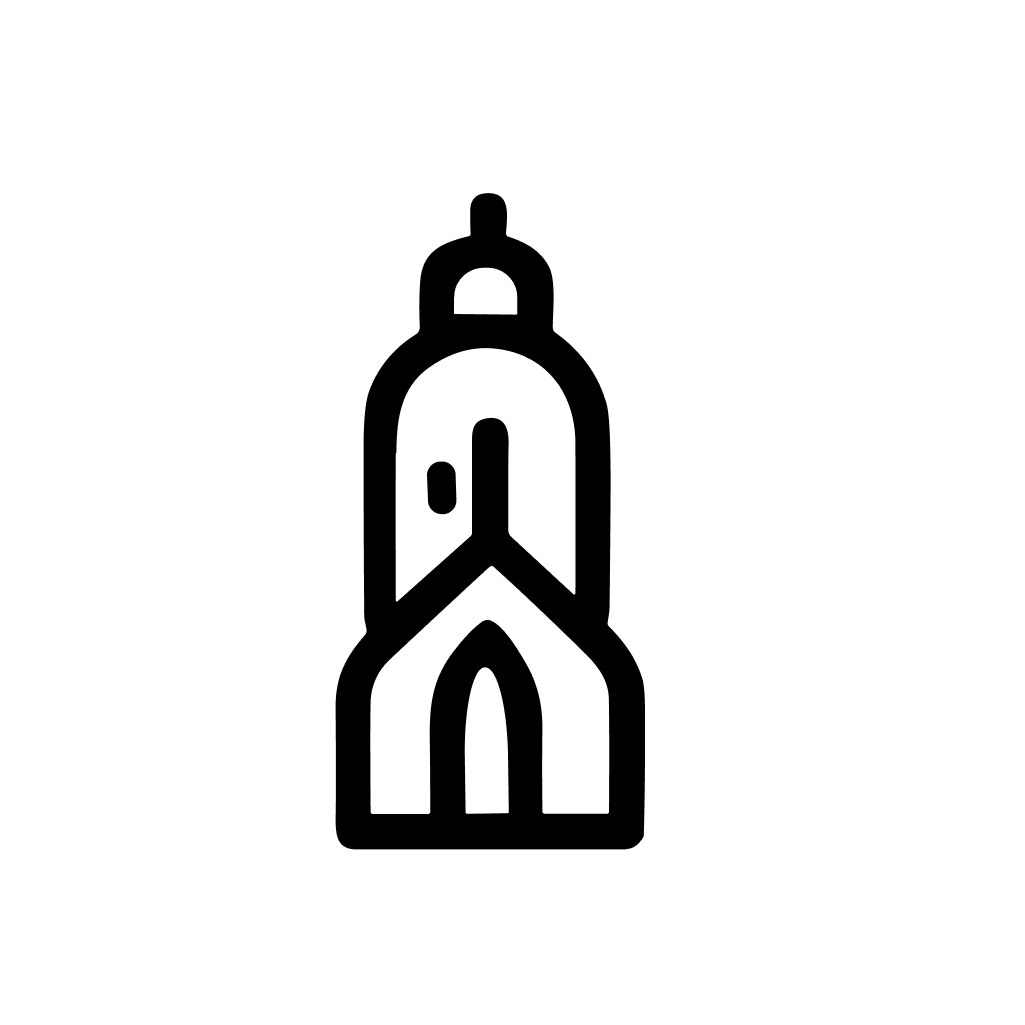 Simple Outline Church Tower Line Art Architecture Building Icon Design