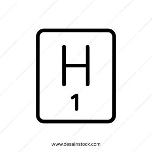 Simple Outline Style Hydrogen Periodic Table Element Icon Symbol