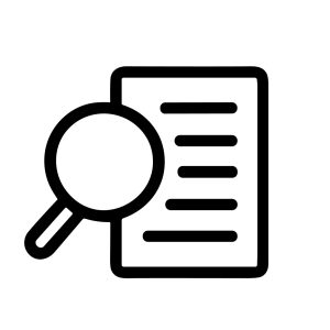 Simple Line Drawing Document with Magnifying Glass Examination Icon