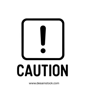 Minimalist Bold Outline Square Caution Sign with Exclamation Mark Icon